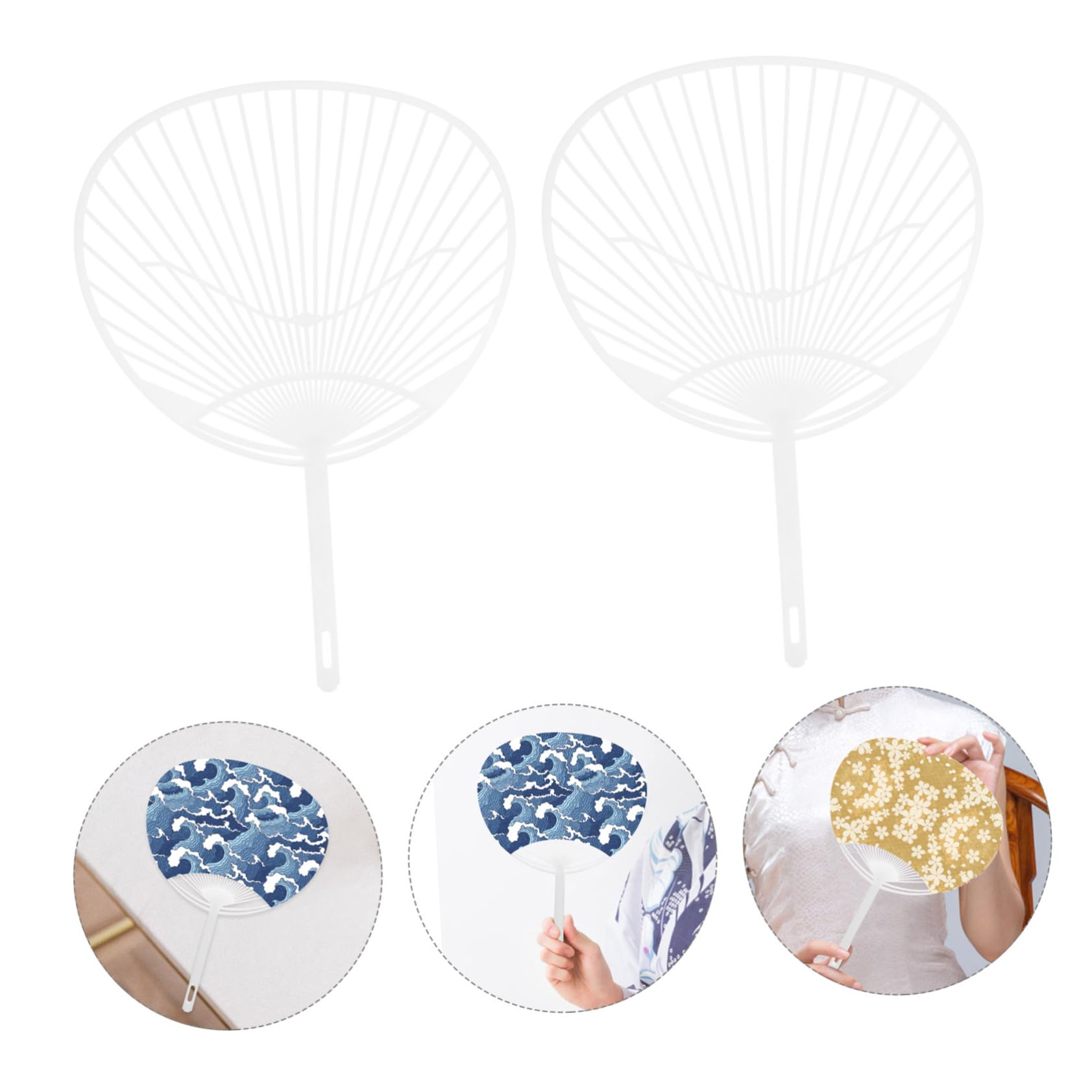 SUPVOX 20pcs DIY Uchiwa Fan Kit - Japanese Handheld Paper Fan for Crafts & Decor