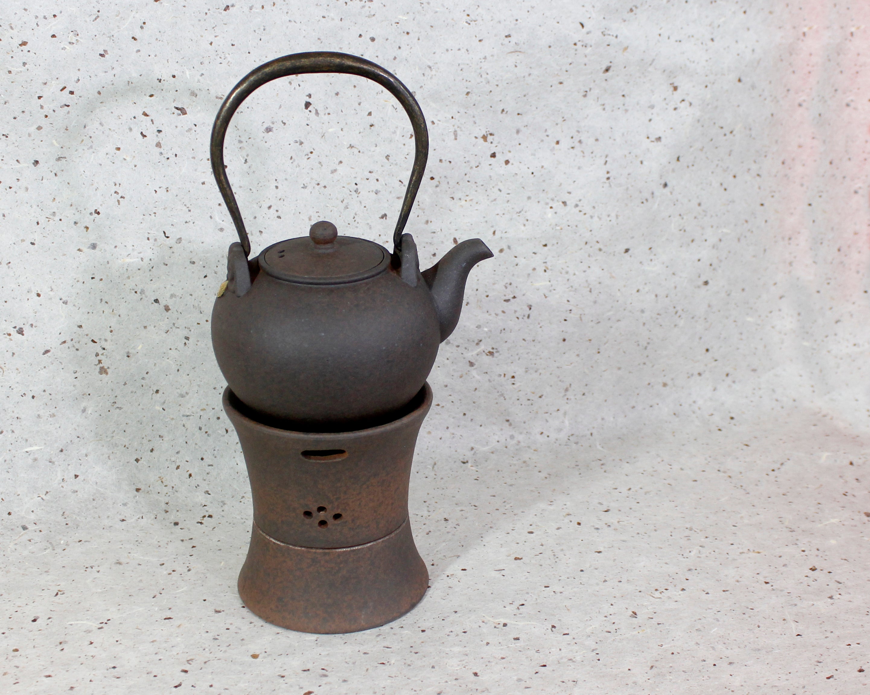 Premium 8 oz Clay Tea Kettle with Brazier Set - Traditional Handcrafted Ceramic Teapot for Gongfu Tea Brewing, Japanese Tea Ceremony & Home Decor