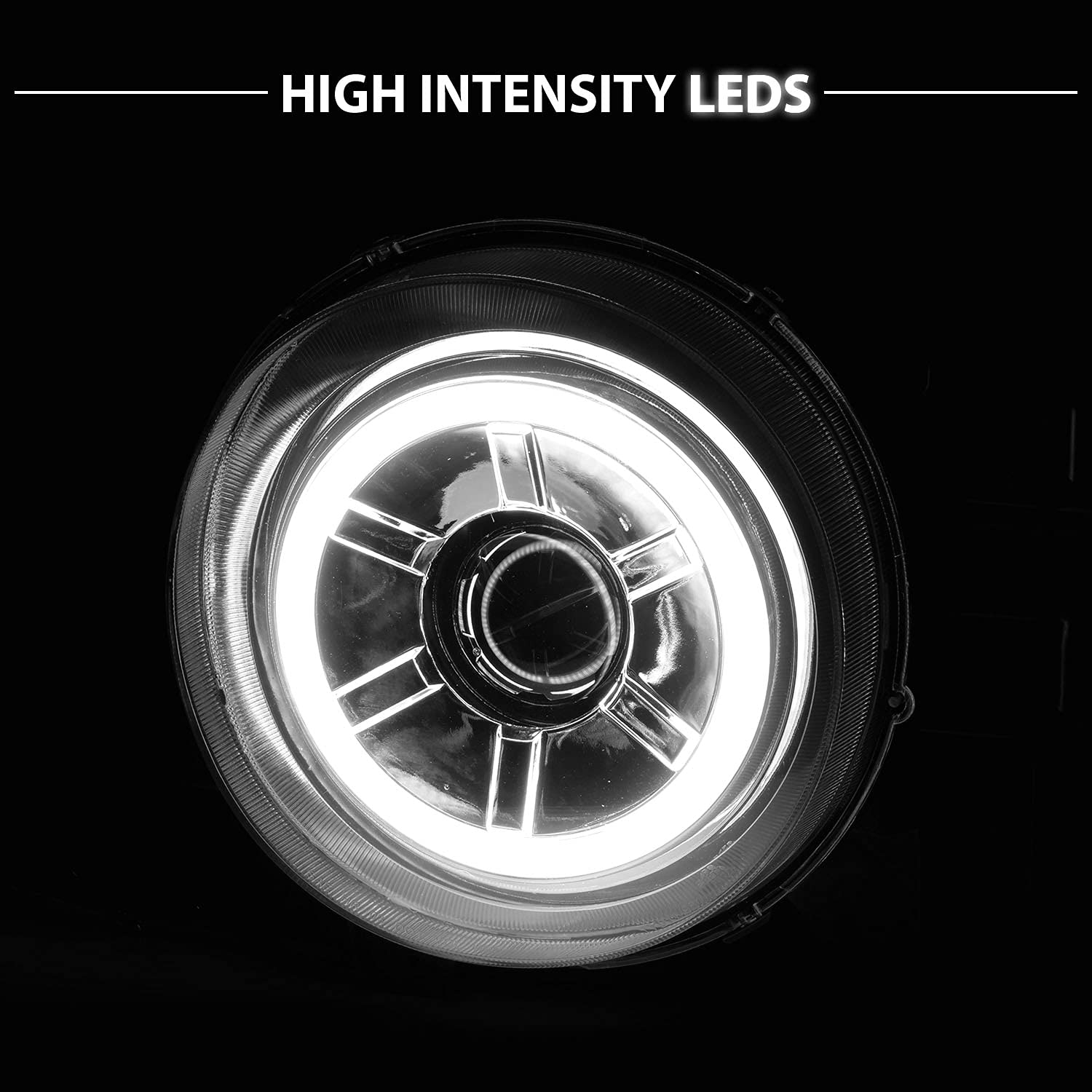 High-Performance AmeriLite Chrome LED Projector Headlights with Halo for Toyota FJ Cruiser - Driver & Passenger Side | Durable Replacement for Night Driving & Off-Road Adventures