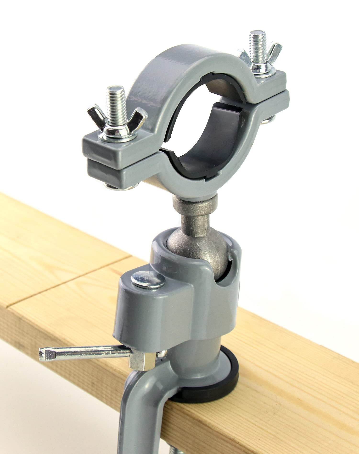 QWORK 360° Universal Bench Clamp Vise & Electric Drill Stand - Heavy Duty Grinder Holder Bracket for Jewelry Making, Woodworking & DIY Projects | Perfect for Home Workshop & Table Drill Use