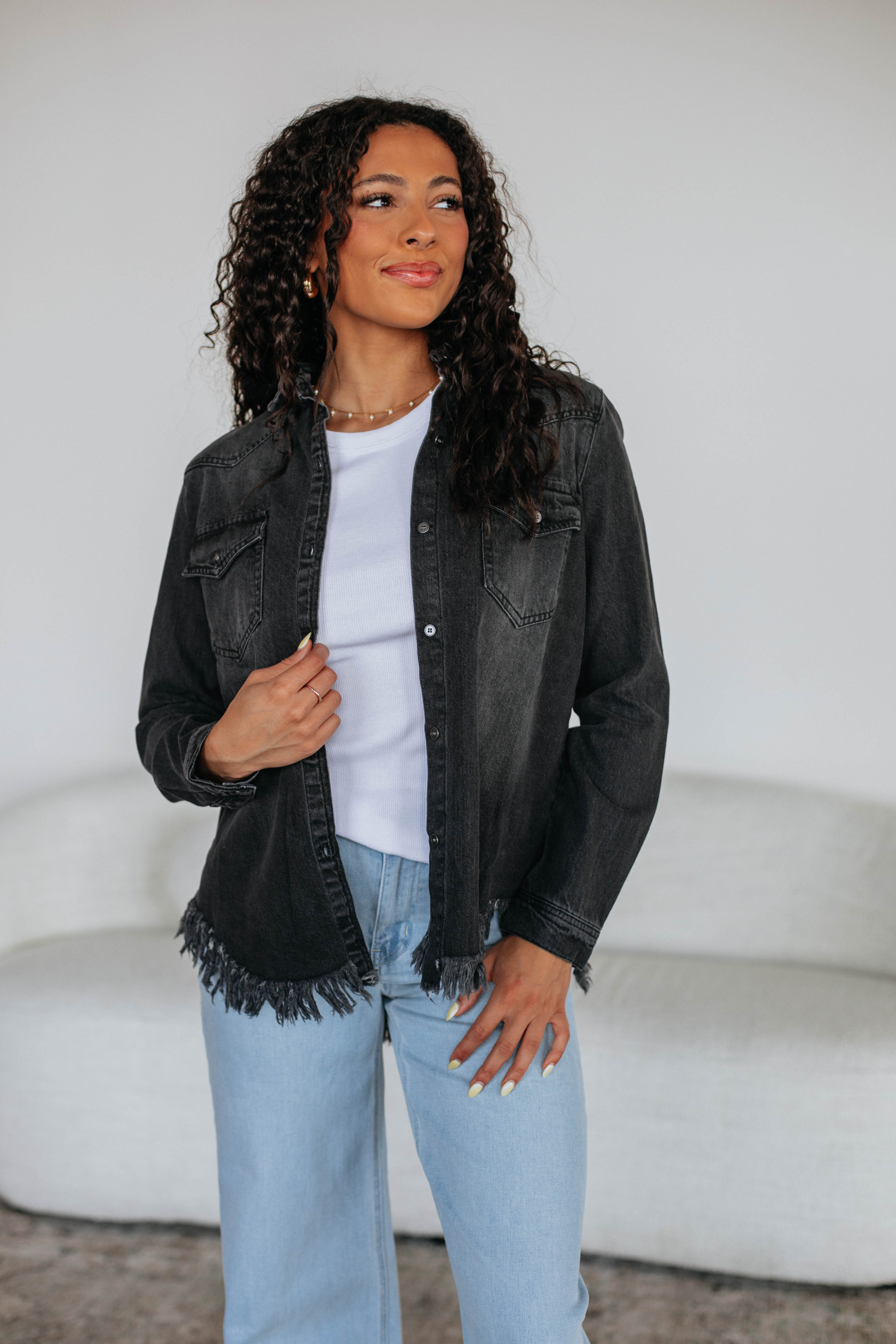 Corey Risen Denim Shacket Jacket for Men - Stylish Overshirt with Button Front & Chest Pockets - Perfect for Casual Outfits, Layering in Fall & Spring