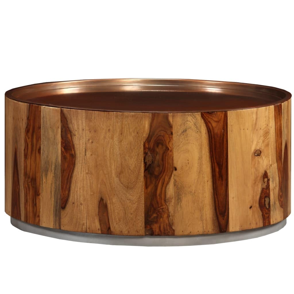 Solid Sheesham Wood and Steel Coffee Table - 26.8
