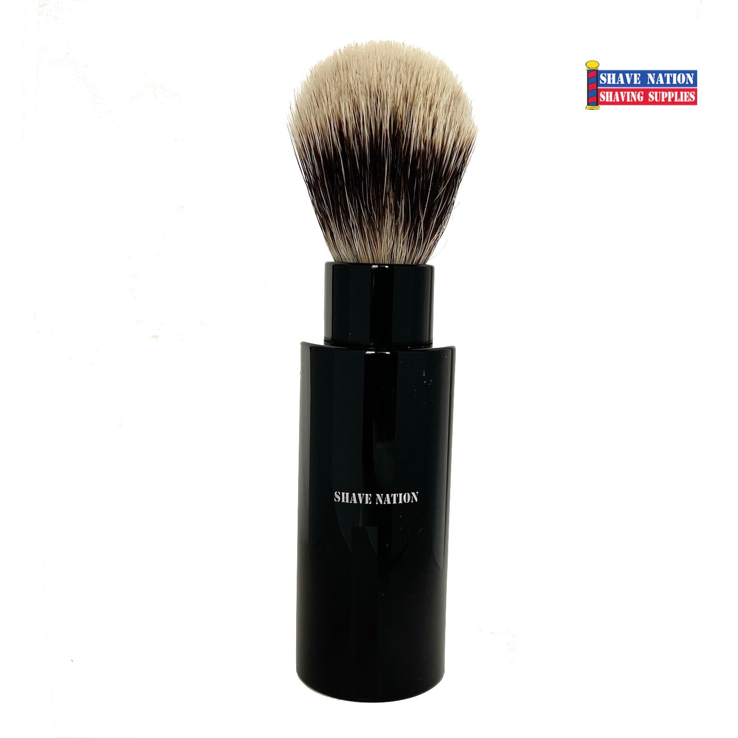 Premium Badger Hair Shaving Brush for Travel - Ebony Black Resin Handle - Compact & Durable Men's Grooming Essential - Perfect for Business Trips, Camping & Home Use