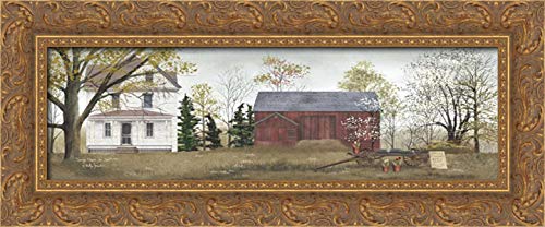 Billy Jacobs 40x16 Gold Ornate Framed Canvas Art Print - Spring Flowers Wall Decor | Perfect for Living Room, Bedroom & Office