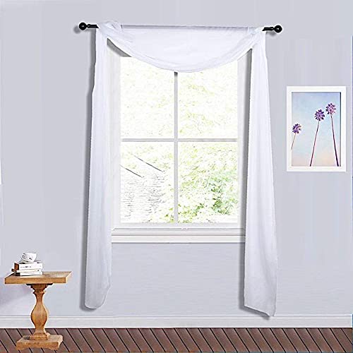 18FT White Sheer Organza Curtain Panel - Light Filtering Window Drapes for Wedding Backdrop, Photography Studio & Home Decor