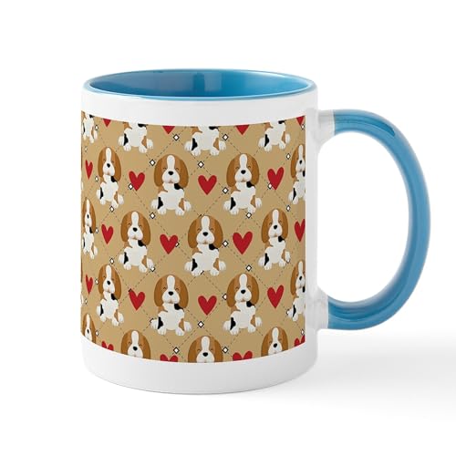 White/Blue Inside - Beagle Heart Patt Mugs