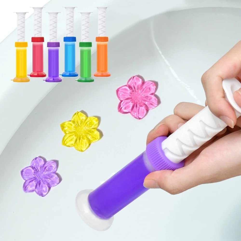 6 Pcs Toilet Cleaning Gel - Long-Lasting Freshness, Deodorizer & Air Freshener - Needle Cleaner & Detergent for Bathroom, Home, RV - Floral Scent for Sparkling Clean Toilets & Odor Elimination