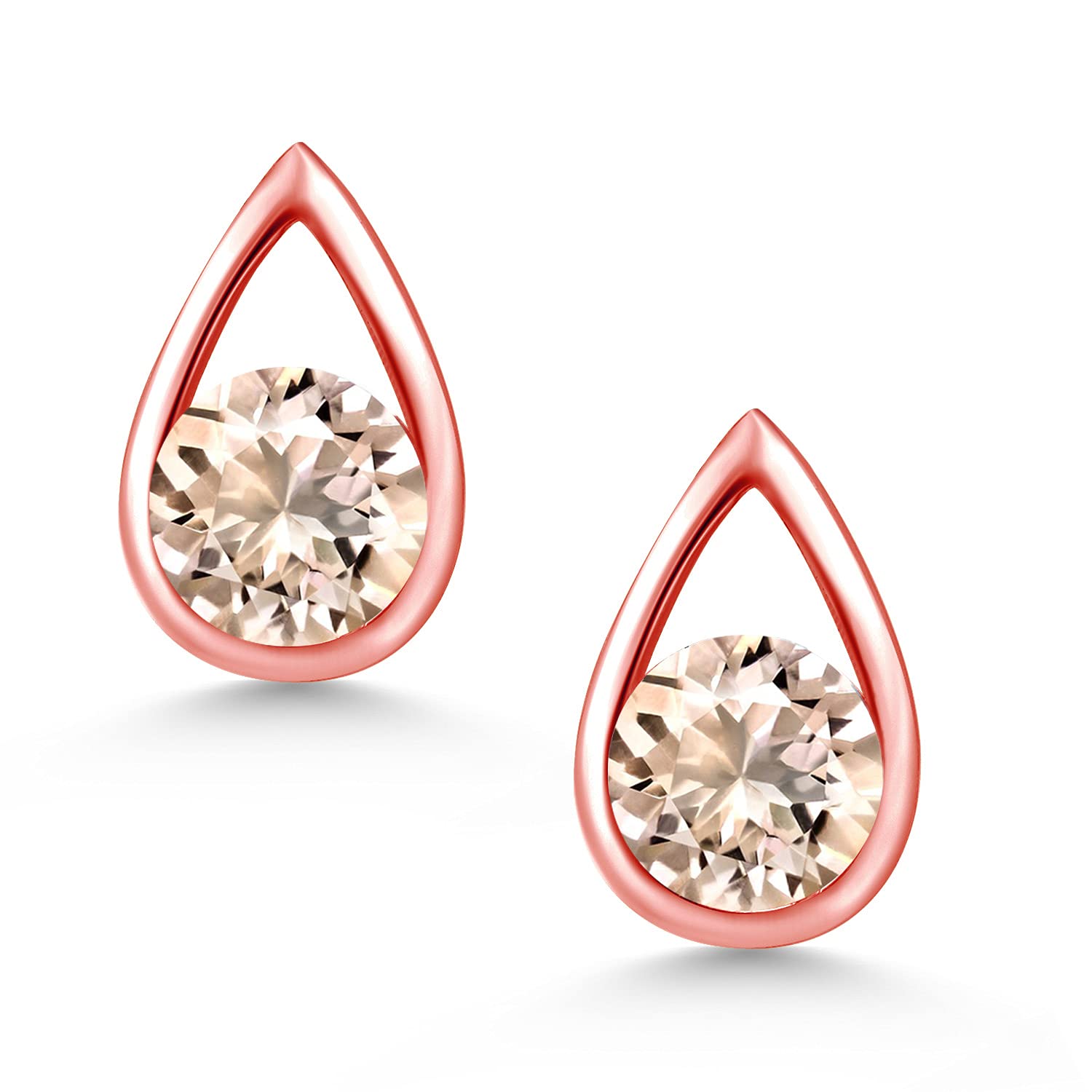 Gem Stone King Teardrop Stud Earrings for Women & Men - 18K Rose Gold Plated Sterling Silver - 5mm Round Cut Birthstone Jewelry - Perfect Gift for Mom, Wife, Her | Elegant Everyday Wear & Special Occasion Jewelry