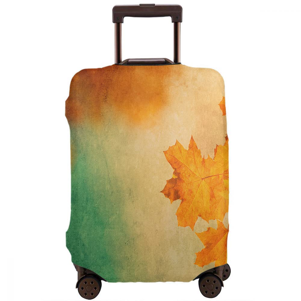 Beabes Autumn Leaves Suitcase Protector - Grunge Maple Leaf Floral Travel Luggage Cover for 25-28 Inch Suitcases, Washable & Durable Baggage Protector - Perfect for Fall Travel, Airports & Vacation Trips