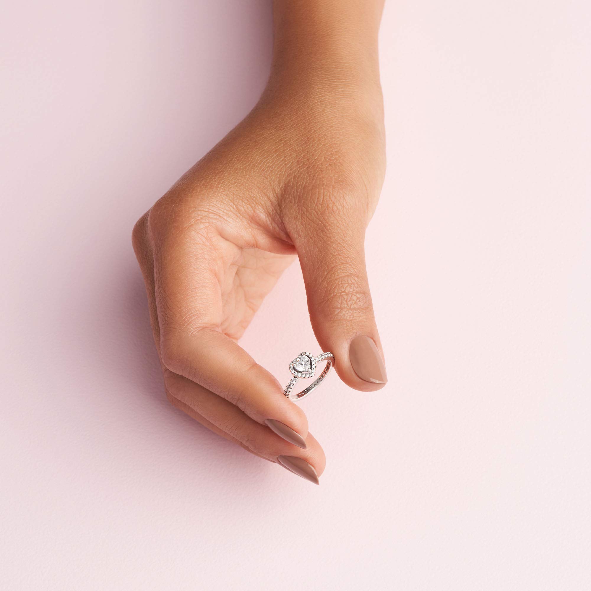 PANDORA Sterling Silver Elevated Heart Promise Ring for Women - Clear Cubic Zirconia Stackable Layering Ring - Size 7.5 with Gift Box - Perfect for Anniversaries, Valentine's Day & Romantic Gifts
