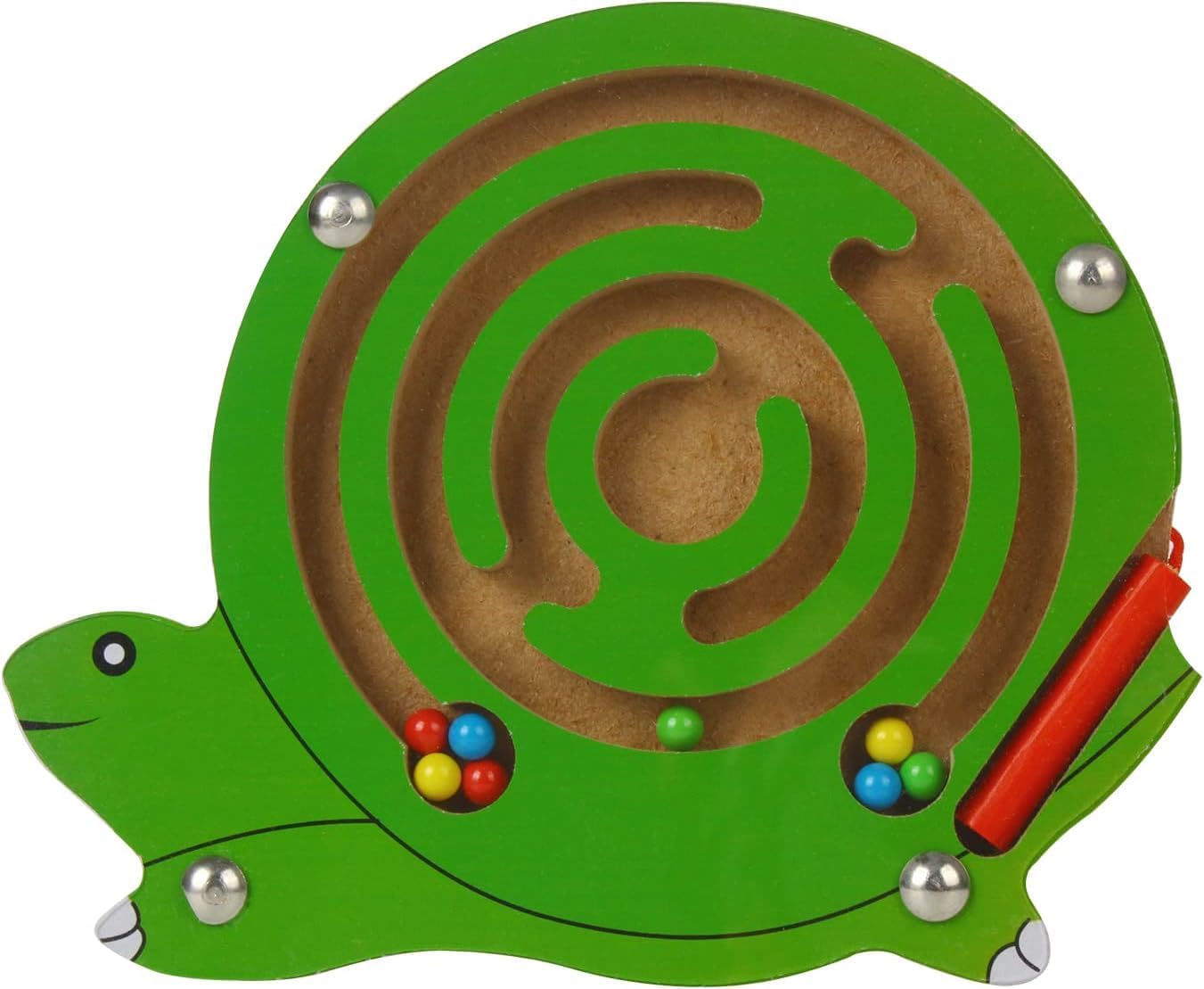 Magnetic Maze Puzzle Game for Kids - Wooden Tortoise Maze Board with Magnetic Pen & Beads | Fun Learning & Motor Skills Development Toy | Great for Travel, Classroom & Family Game Night