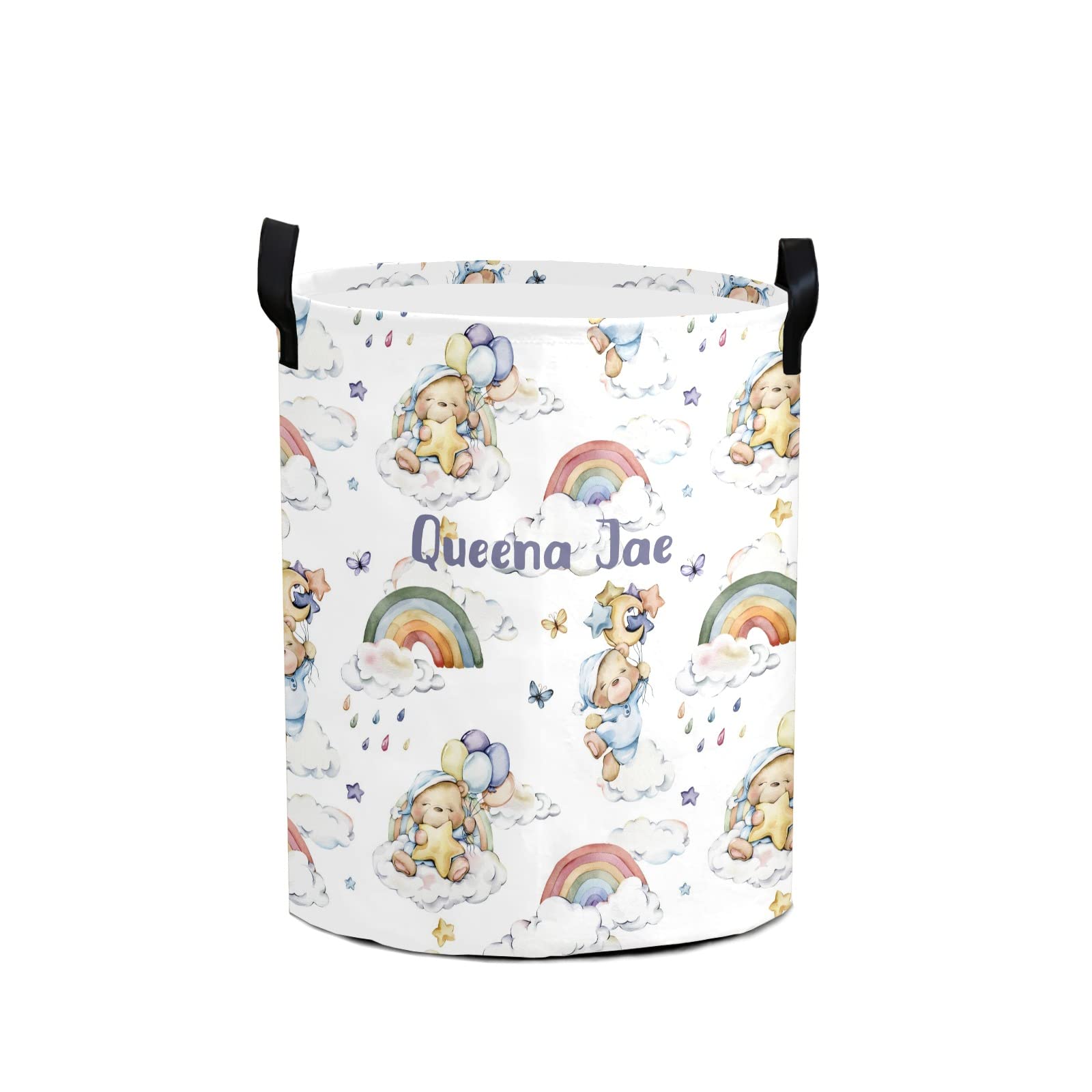 Watercolor Bears & Clouds Rainbow Storage Bin - Waterproof Oxford Fabric Laundry Hamper, Toy Organizer, Gift Basket for Bedroom, Nursery & Clothes Storage | Perfect for Baby Room Decor, Toy Organization & Laundry Day