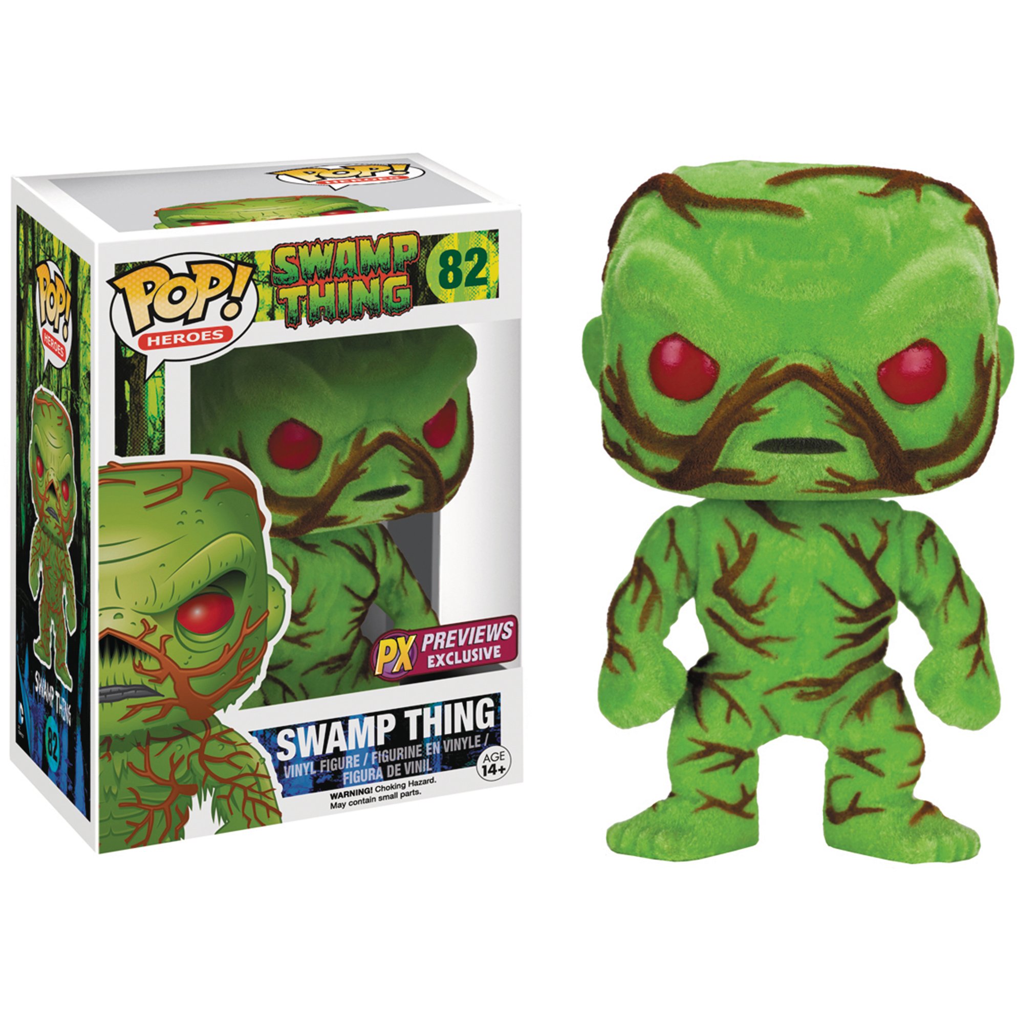 Funko Pop! Swamp Thing Flocked Exclusive Vinyl Figure with Graphic Protector Case – Collectible DC Heroes Merchandise for Display & Protection