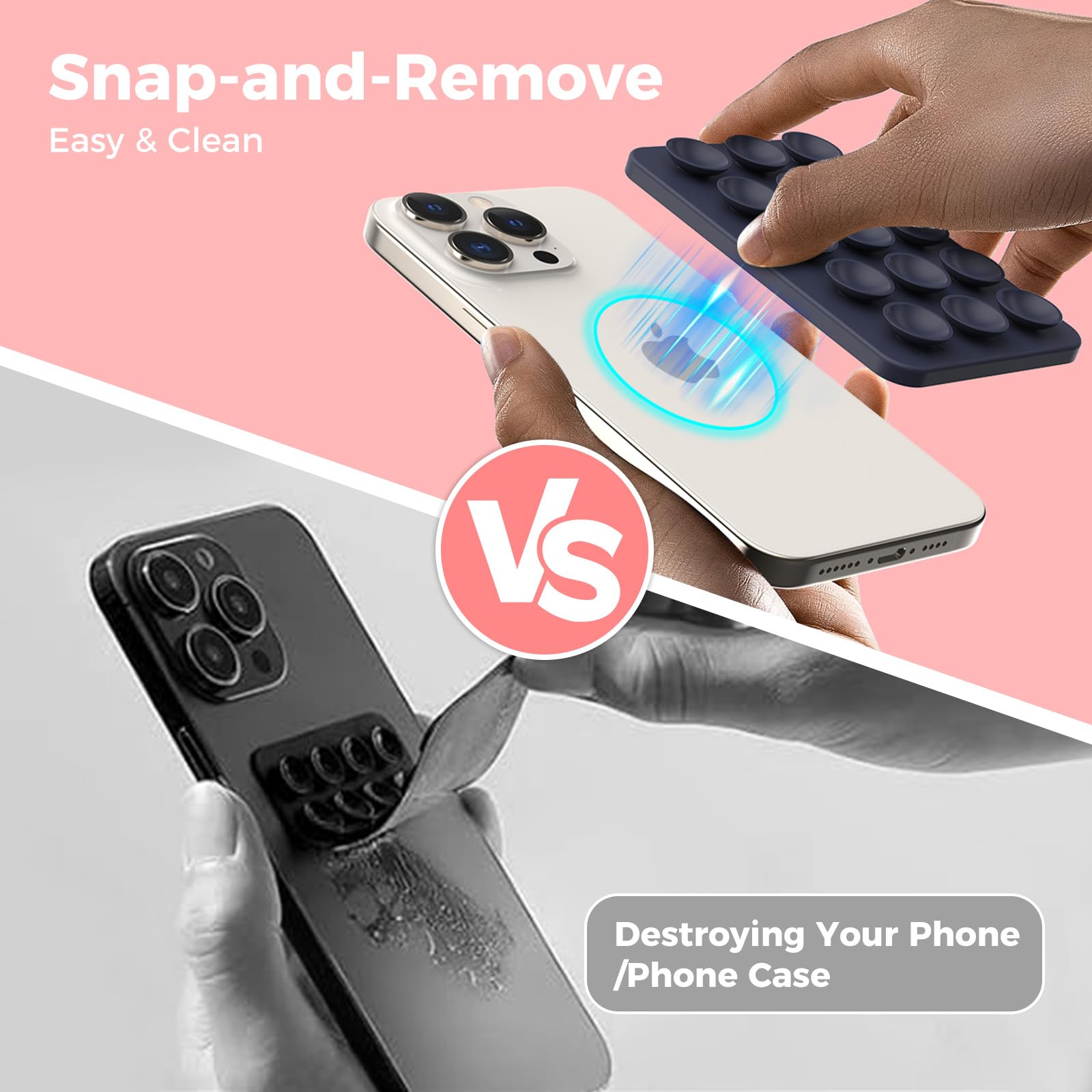 AHASTYLE Magnetic Silicone Suction Phone Case Stand for iPhone 16/15/14/13/12 Series - MagSafe Compatible Shower Phone Holder with Mirror for TikTok Videos, Selfies & Hands-Free Viewing in Car, Kitchen, Bathroom