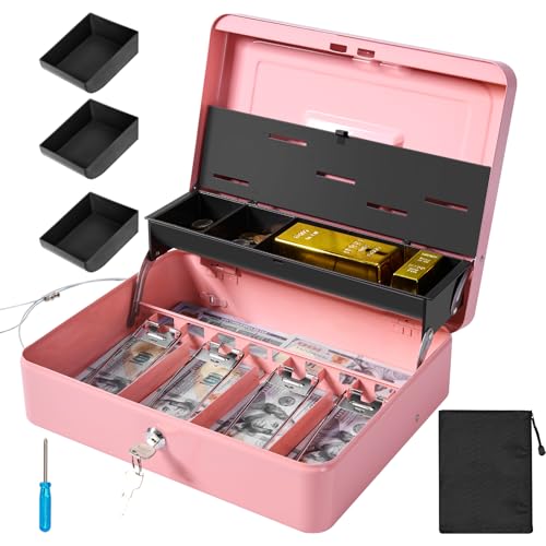 Pink Cash Box-Key Lock