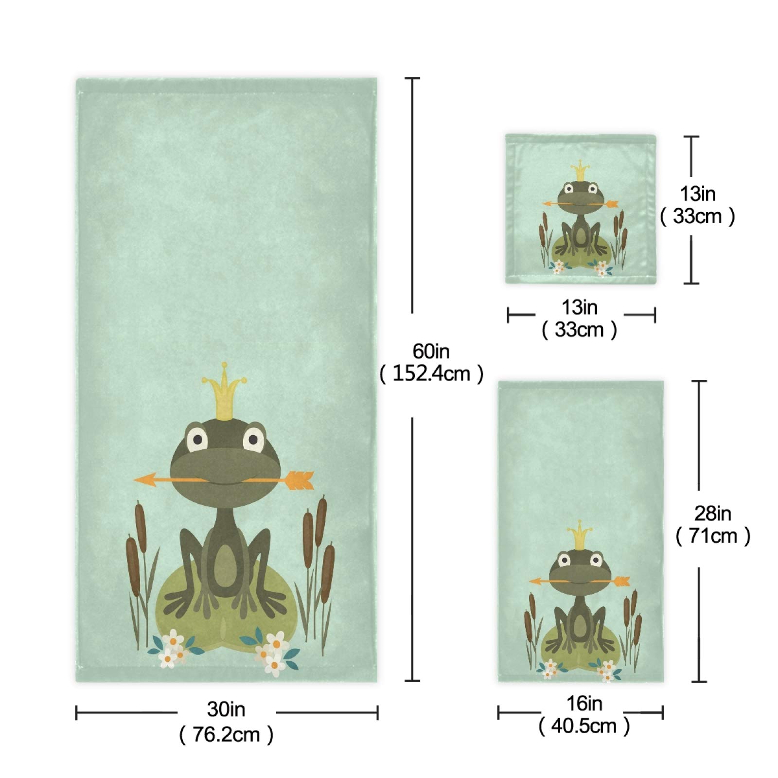 Premium Frog-Themed Bath Towel Set - 3-Piece Luxury Bath, Hand Towel & Washcloth - Ultra Soft for Bathroom, Hotel, Gym, Yoga & Spa - Perfect for Home Decor, Gifts & Relaxation