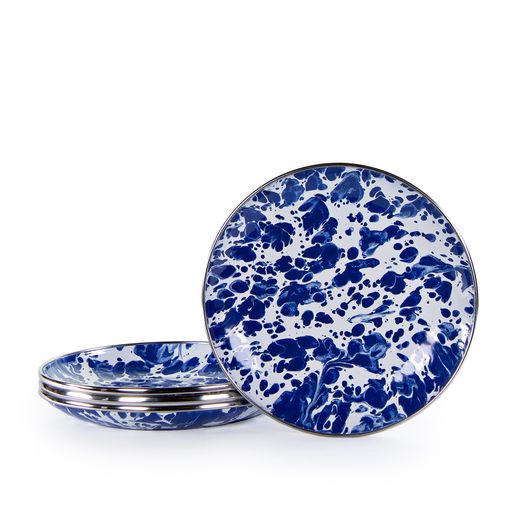 Elegant Cobalt Blue Swirl Appetizer Plates Set of 4 - Perfect for Party Serving, Wedding Gifts & Home Decor