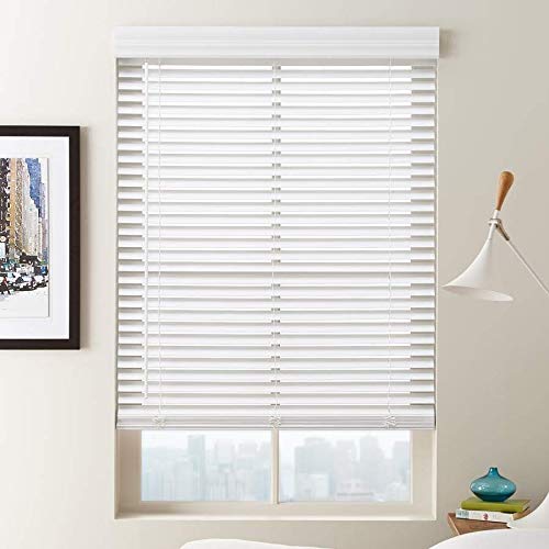 2 Inch Cordless Faux Wood Blinds White - 26.5