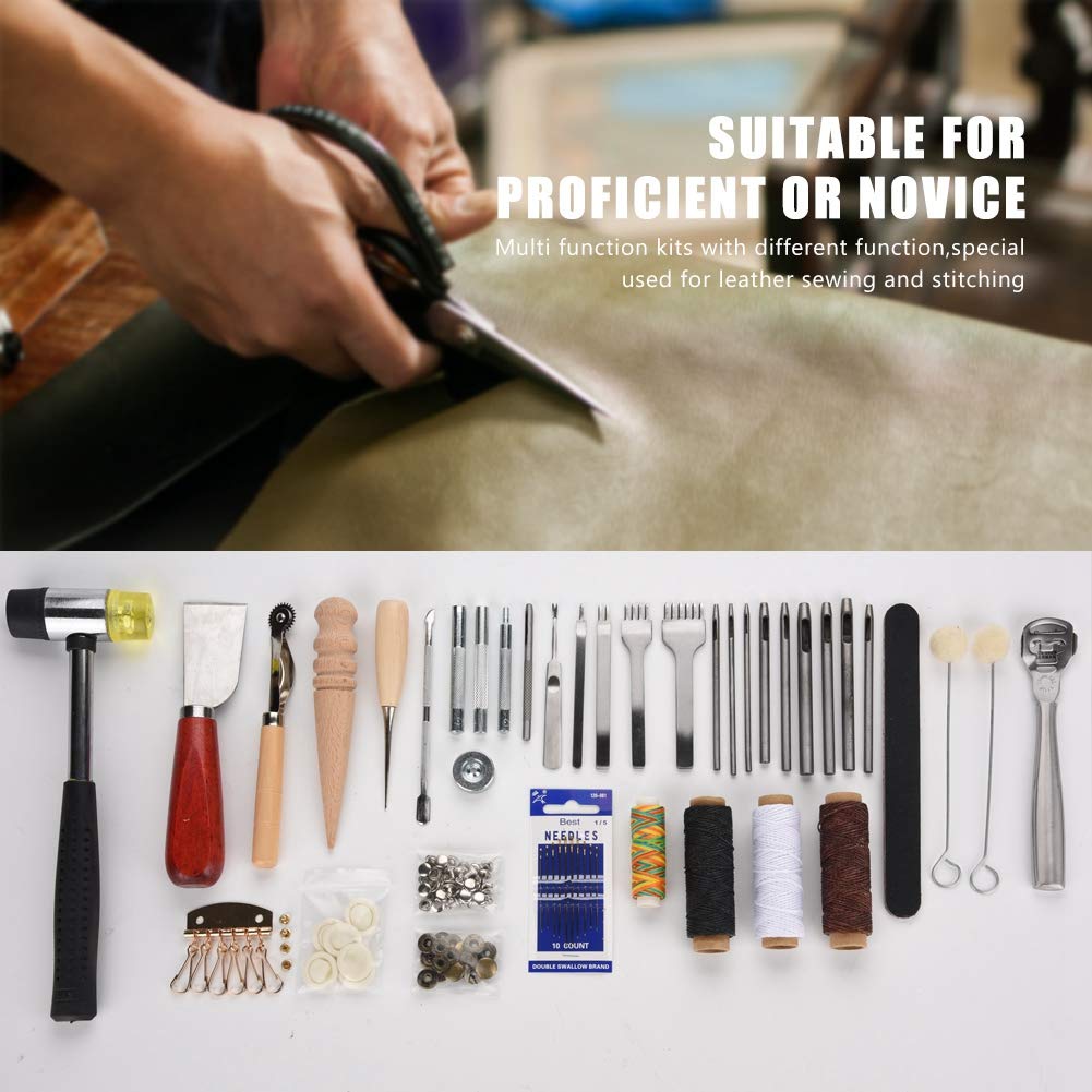 42Pcs Leather Craft Tools Set - Professional DIY Stitching & Sewing Kit for Leatherworking