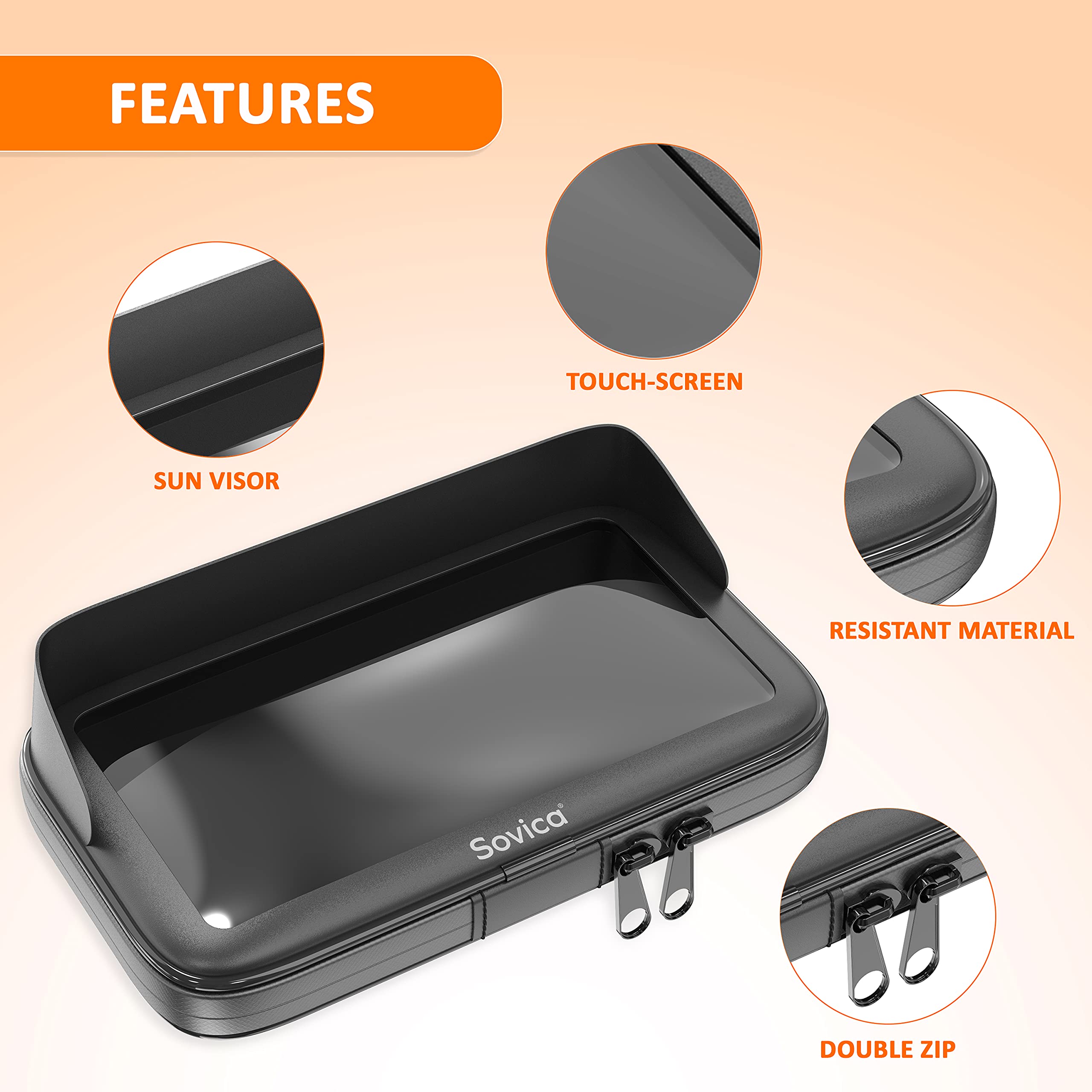 Universal Motorcycle Phone Mount - Waterproof Handlebar Holder for Smartphones up to 7.5 Inch, Adjustable for All Bar Shapes & Sizes | Perfect for Adventure Riding, Commuting & GPS Navigation