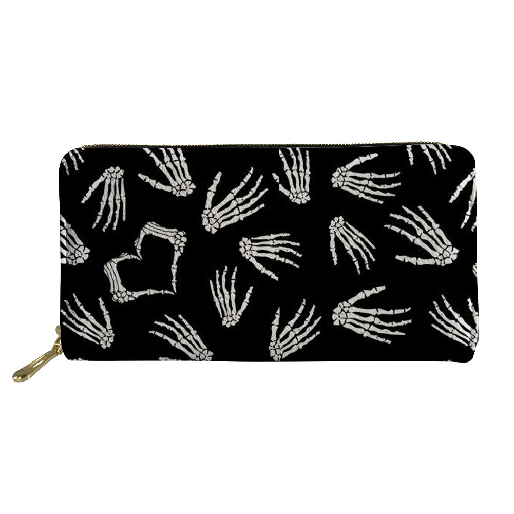 PU Leather Travel Wallet for Women - Skull Pattern Card Holder for Daily Use