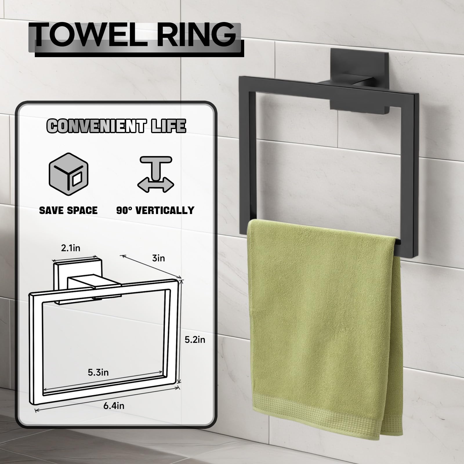 20-Piece Matte Black Bathroom Hardware Set - 23.6