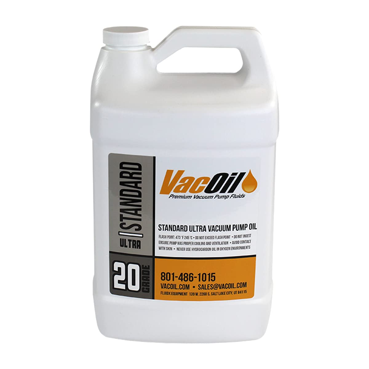 VacOil® 20 Grade High Performance Vacuum Pump Oil - 1 Gallon for Edwards, Welch, Leybold, Agilent Pumps | Molecularly Distilled, Extends Pump Life | Ideal for Laboratory, HVAC & Industrial Vacuum Systems