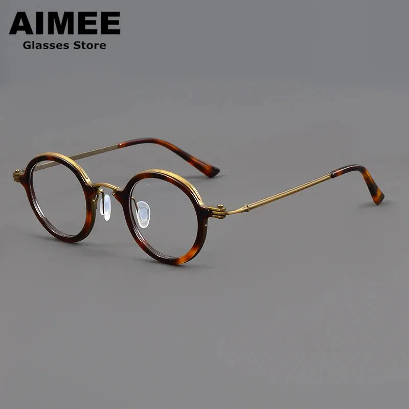 Stylish Unisex Round Titanium Acetate Eyeglasses Frame 95899 - Lightweight & Durable for Work, Reading & Everyday Wear