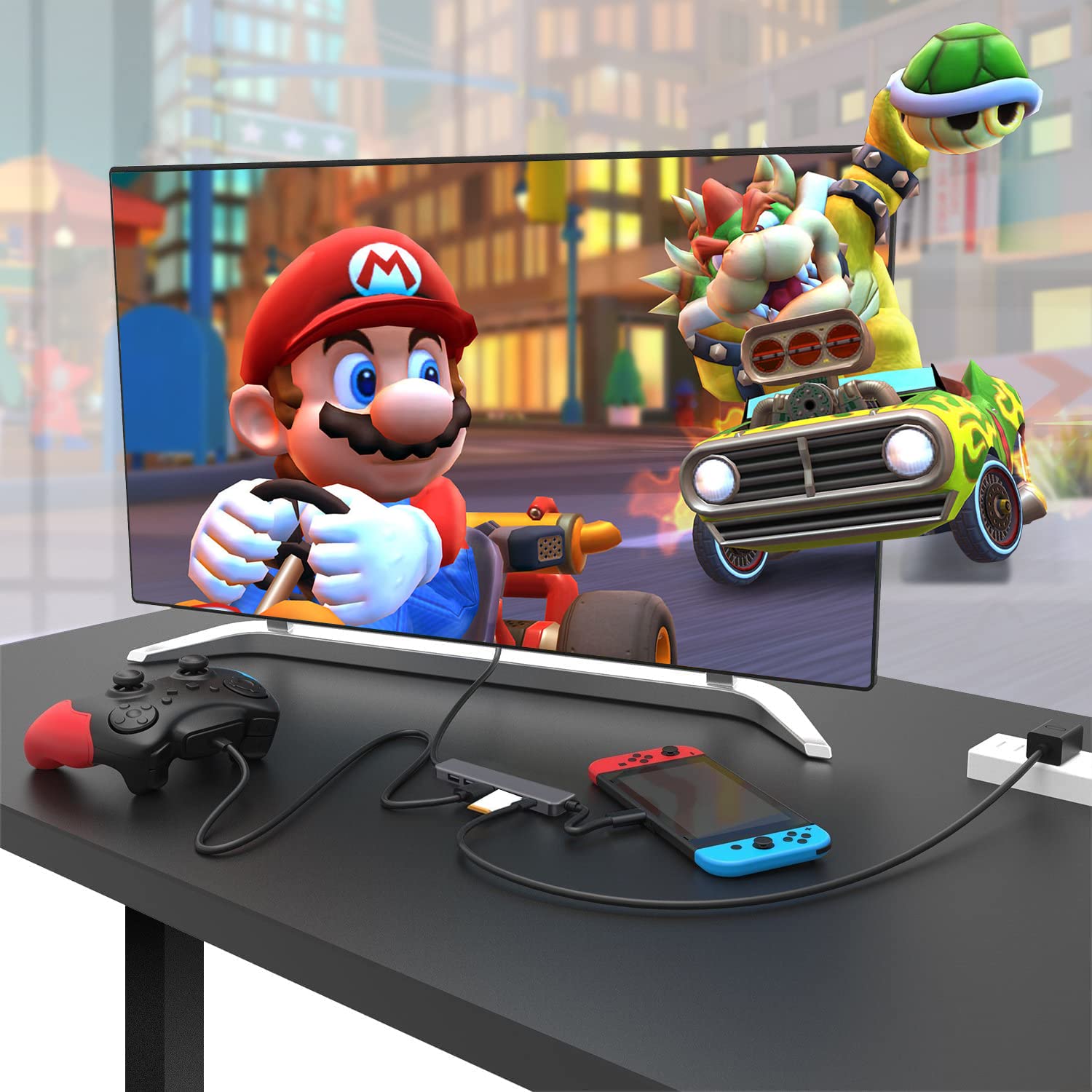 USB-C Hub Multiport Adapter 6-in-1 with 4K HDMI, USB 3.0, SD/TF Card Reader - Compatible with Nintendo Switch/OLED, MacBook, iPad Pro & Laptops - Perfect for Work, Gaming & Travel