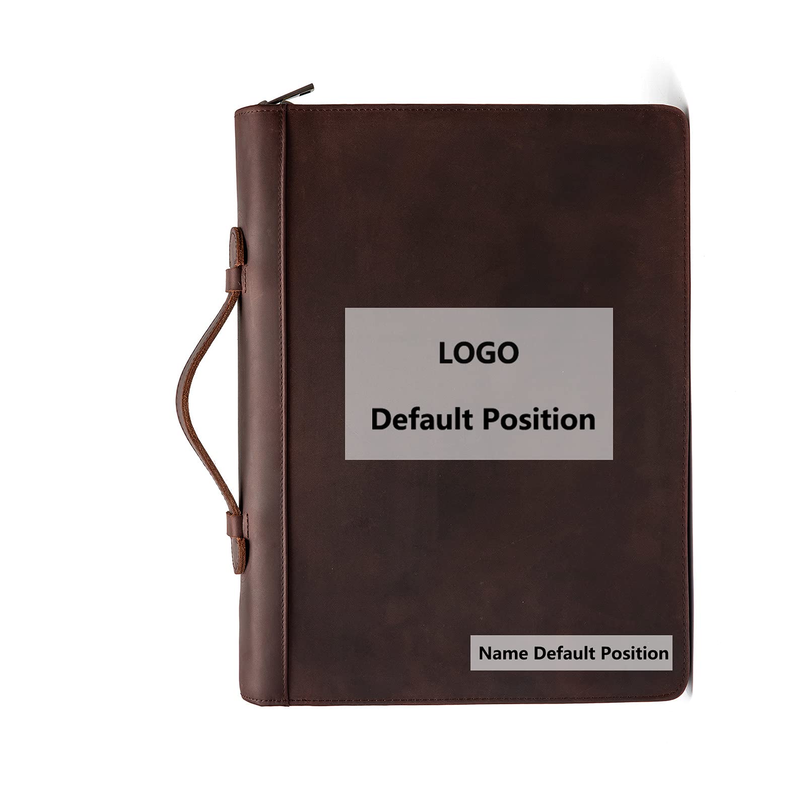 YIWEN Handmade Genuine Leather Portfolio - Zippered Business Organizer with 3-Ring Binder & Tablet Pocket | Professional Resume Folder & Notebook Organizer (Dark Brown, Custom Engraved) | Perfect for Office Meetings, Job Interviews & Corporate Gifts