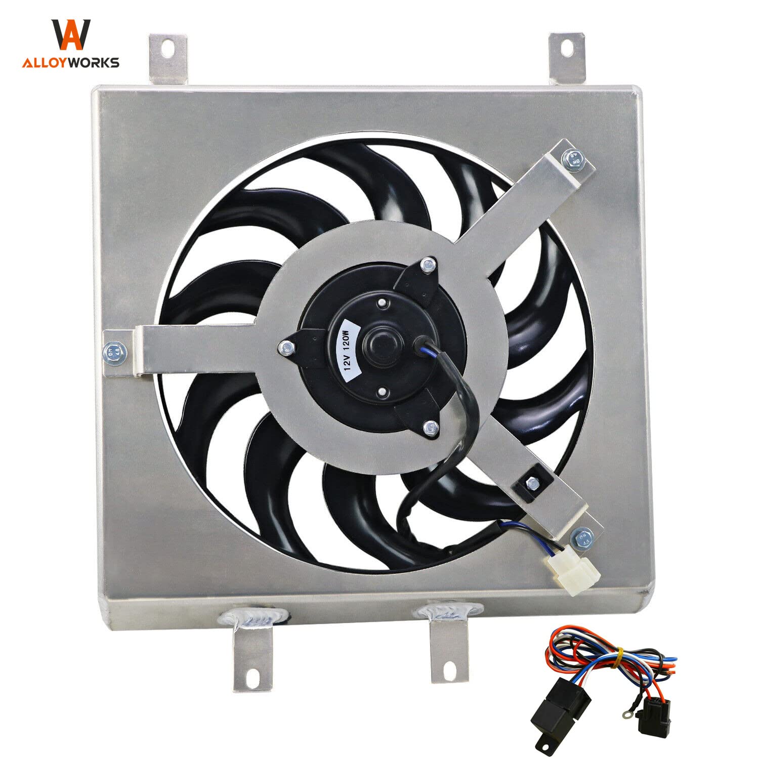 Alloyworks Aluminum Radiator Fan Shroud with Relay Kit for 1991-2002 Honda Civic Del Sol & Integra - High Performance Cooling Upgrade for Street Racing & Daily Driving