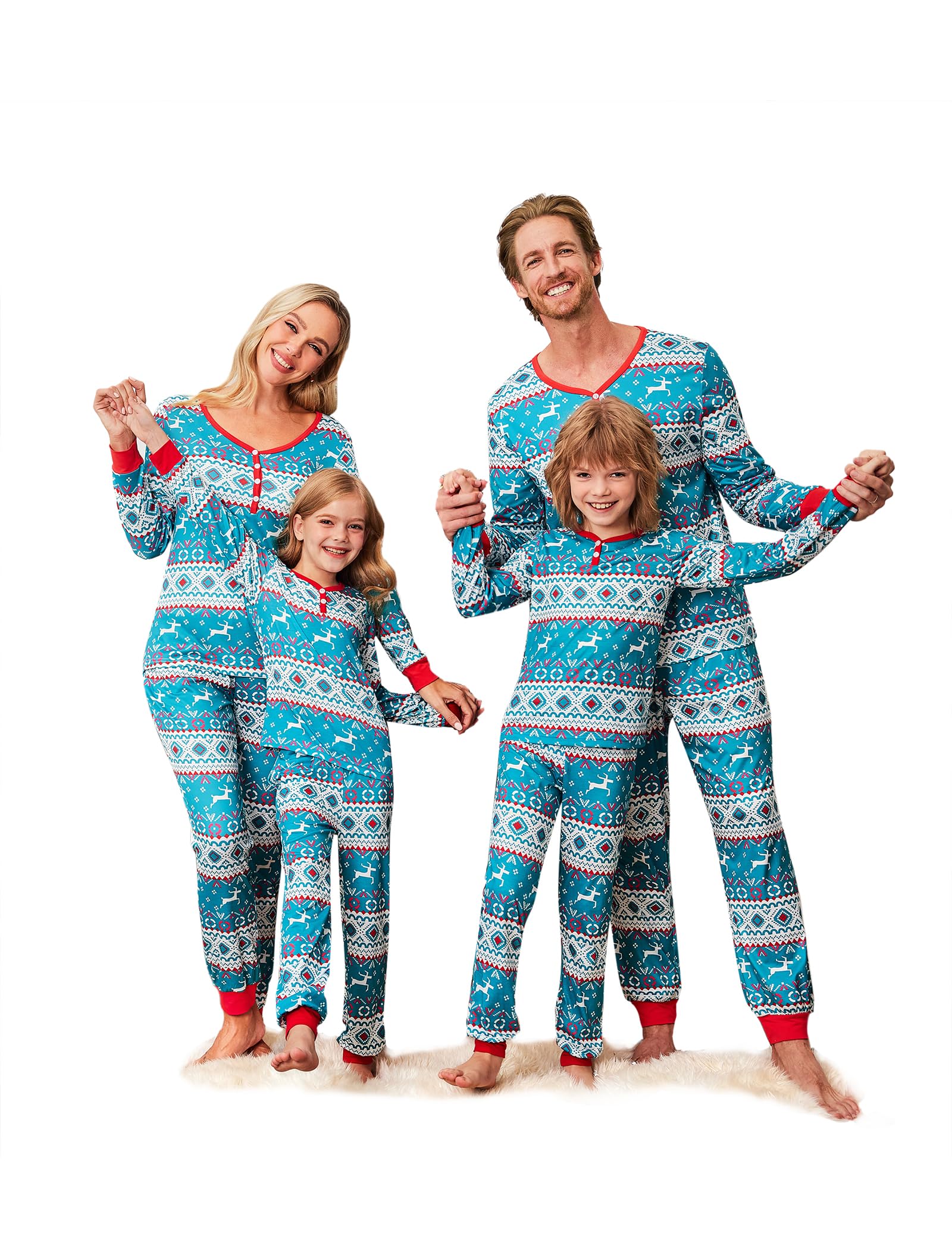 Ekouaer Family Matching Christmas Pajamas Set - Women's Men's Kids Long Sleeve Sleepwear Pjs, Cozy Holiday Lounge Outfits for Family Photos, Christmas Morning & Festive Gatherings