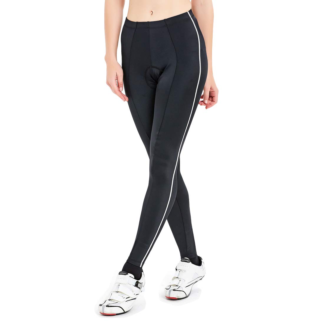 Women's 3D Padded Cycling Tights - Breathable Compression Bike Pants for Women - High Performance Bicycle Trousers (Black, Large) - Perfect for Road Cycling, Spinning Classes & Outdoor Workouts