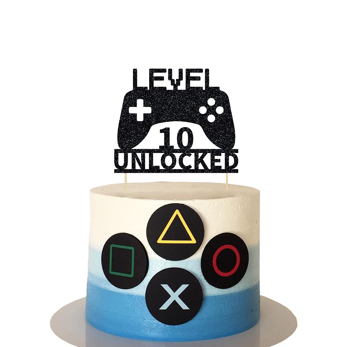 Level 10 Unlocked Video Game Cake Topper - Game Controller Birthday Decor for 10th Birthday Party | Perfect for Gamer Cakes, Gaming Themed Parties & Milestone Celebrations