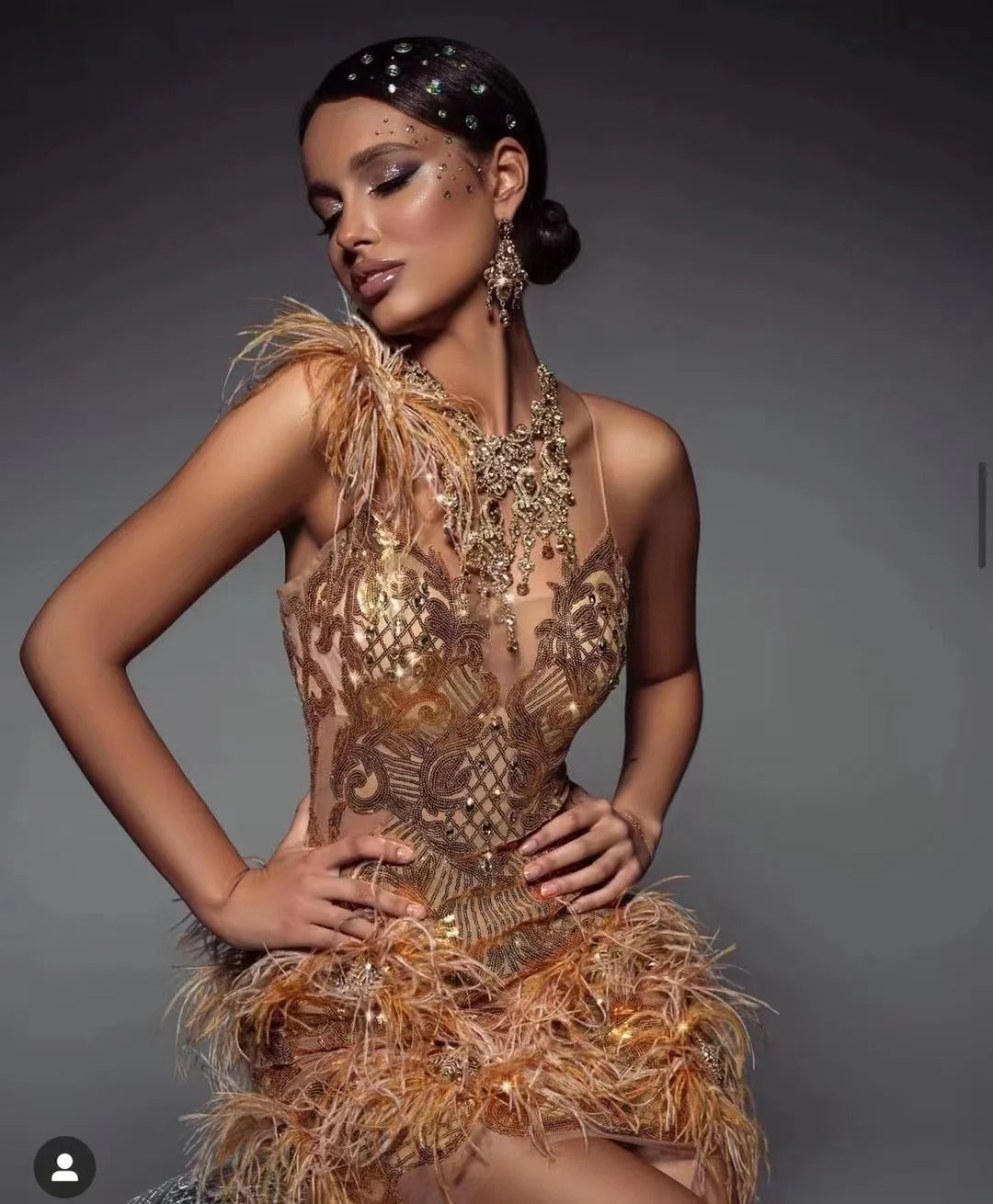 Elegant Gold Feather Sleeveless Bodycon Dress for Women - Sexy Evening Party Gown, Clubwear, Cocktail Dress - Perfect for Night Out, Date Night, and Special Occasions