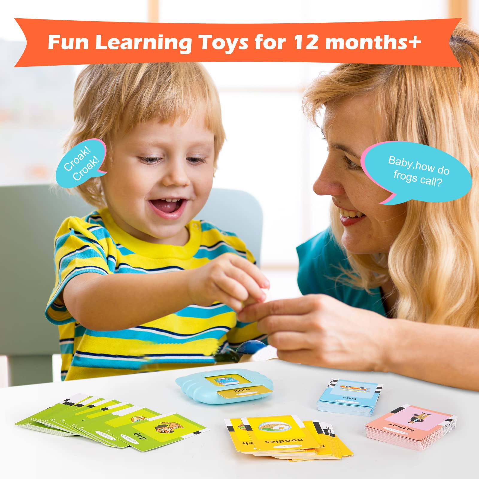 224 Sight Words Talking Flash Cards - Montessori Educational Learning Interactive Toddler Toys for Speech Therapy & Autism Sensory Development (Blue) - Perfect for Preschool Learning, Homeschooling & Special Needs Education