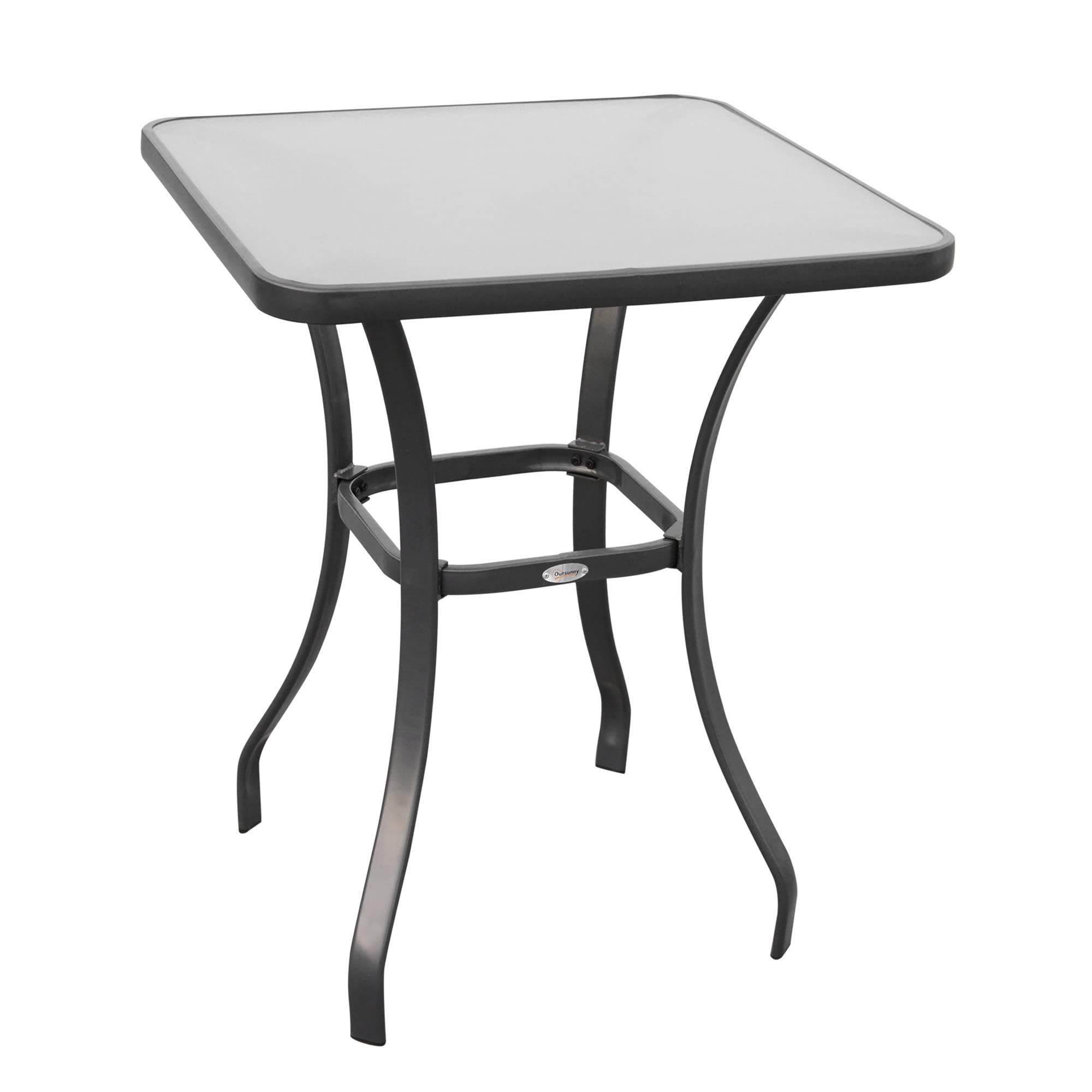 Outsunny 27 Inch Square Bistro Table - Outdoor Garden Dining Table with Tempered Glass Top for Patio, Balcony, and Backyard Relaxation