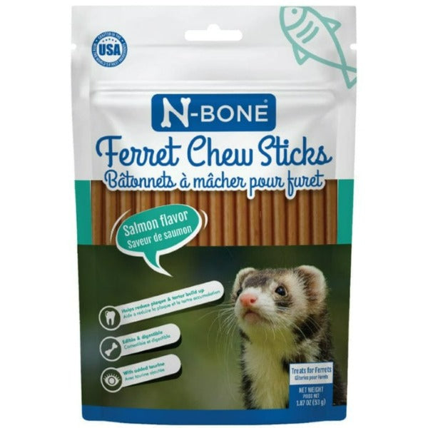 N-Bone Ferret Chew Treats - Salmon Flavor | Healthy Dental Snacks for Ferrets | Perfect for Training & Playtime Rewards