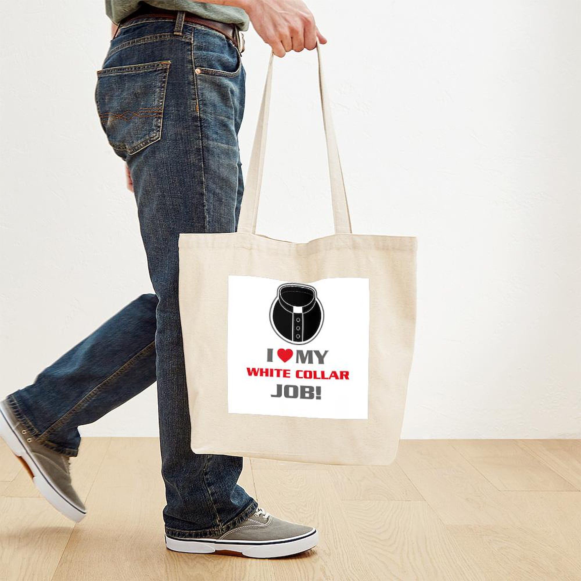 Eco-Friendly Natural Canvas Tote Bag - Reusable White Collar Shopping Bag for Work, Groceries & Beach | Durable & Stylish Carryall for Professionals & Students