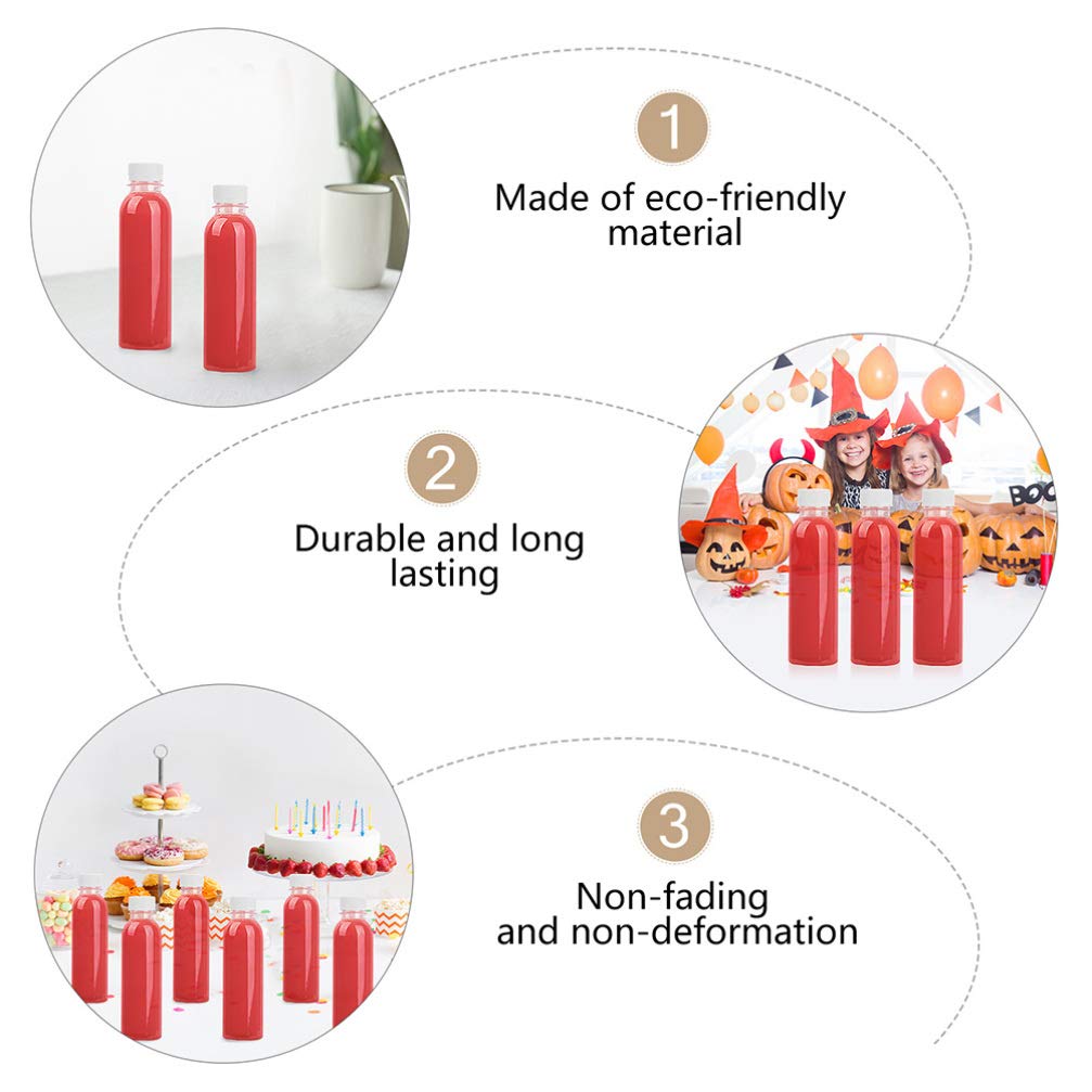 Hemoton 30 Pack Clear Plastic Drink Bottles - Empty Juice & Milk Dispenser Bottles for Beverage Storage, Smoothies, Coffee, Tea - BPA-Free, Reusable, Leak-Proof (Great for Home, Restaurant, Cafe, Party Use)