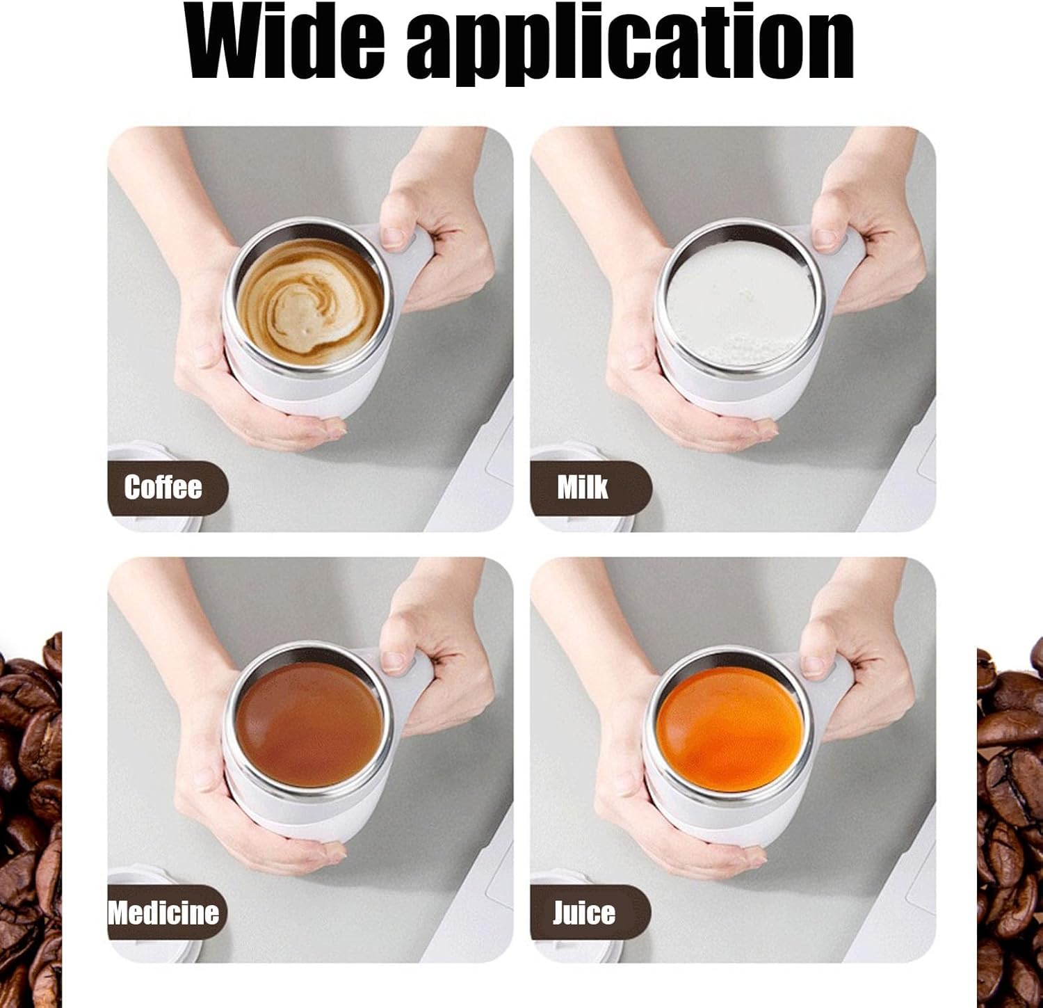 **Self Stirring Coffee Mug - Rechargeable Electric Automatic Stirring Cup for Coffee, Tea & Milk - High-Speed Magnetic Mixing Mug for Office & Home Use - Perfect for Lazy Mornings & Quick Beverage Prep (White, Battery Included)**