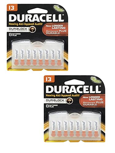 Duracell Easy Tab Hearing Aid DA13B8 Batteries 1.4V - 8 Pack (2 Packs of 8, 16 Batteries Total) | Long-Lasting Power for Hearing Devices | Perfect for Daily Use at Home, Work & Travel