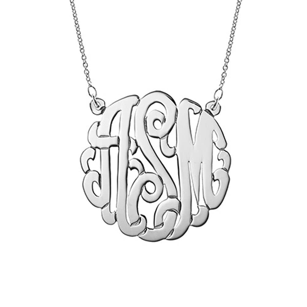Personalized Sterling Silver Monogram Necklace - Custom Initial Necklace for Women - Perfect Gift for Birthday, Anniversary & Valentine's Day - Elegant Layering Jewelry for Everyday Wear