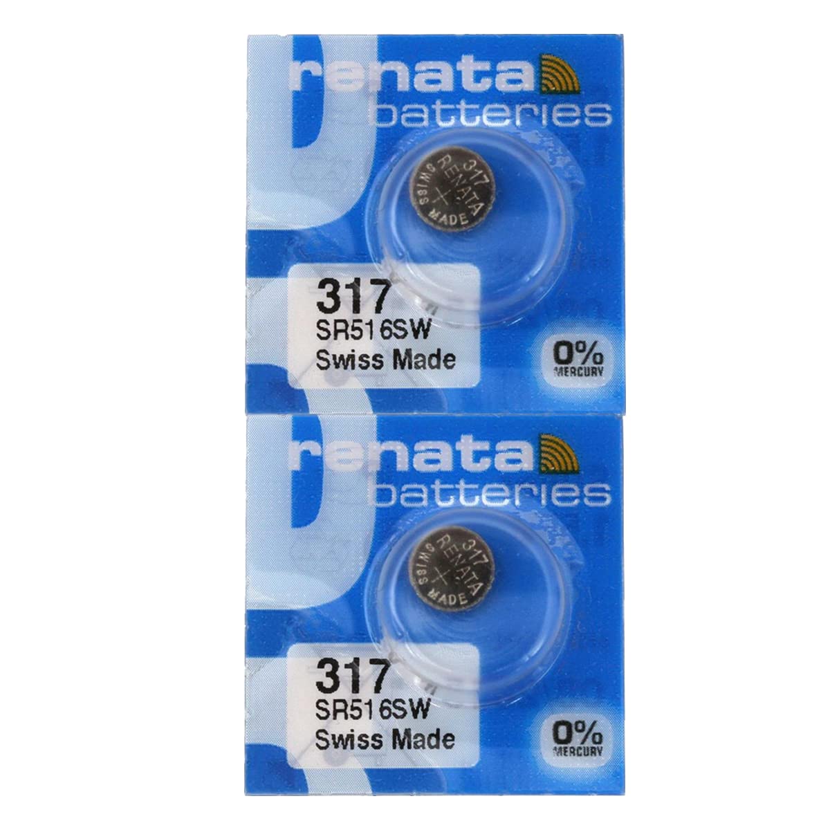 Renata 317 SR516SW 1.55V Silver Oxide Watch Batteries (2-Pack) - Perfect for Luxury Watches, Medical Devices & Precision Instruments
