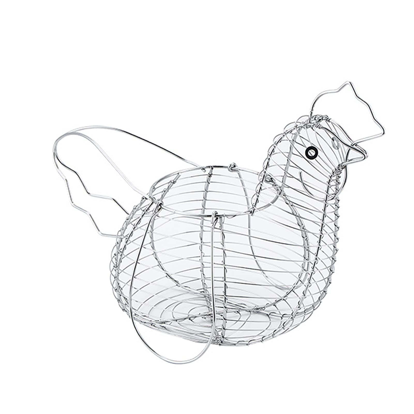 Chicken-Shaped Chrome Plated Food Storage Basket - Creative Home Organization & Kitchen Decor for Fruits, Snacks, and Pantry Items | Cute Decorative Storage Solution for Countertop, Dining Table, or Living Room