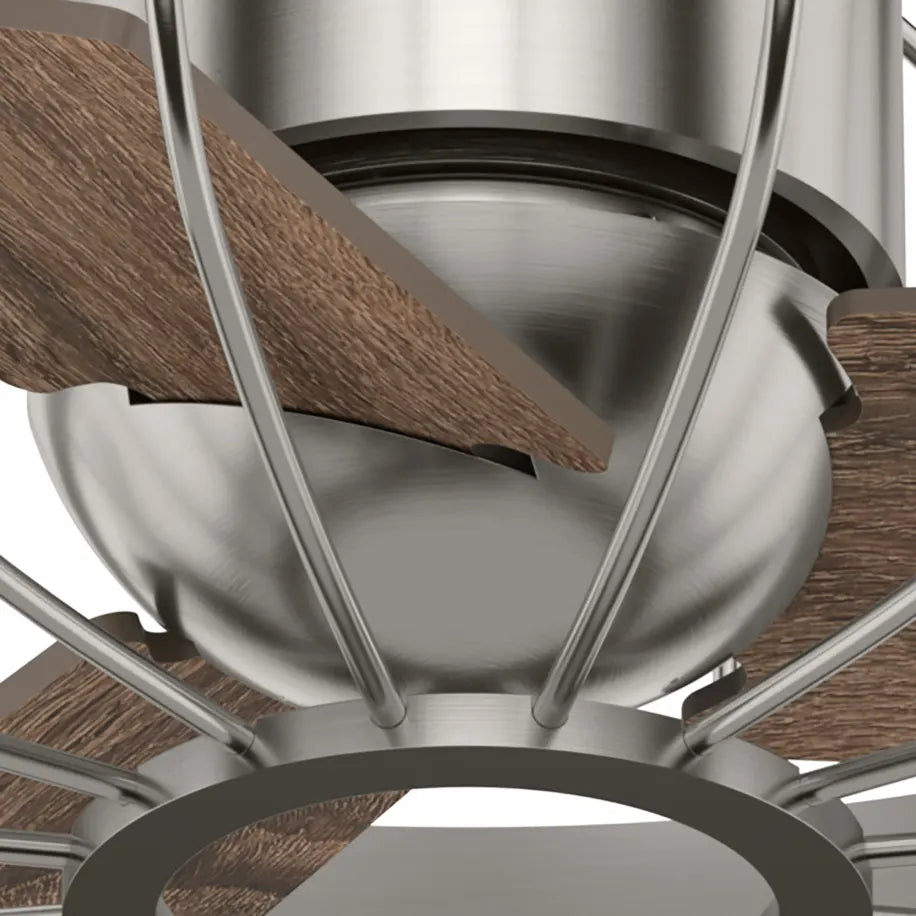 Hunter Roswell 16 Inch Ceiling Fan with Light - Brushed Nickel & Spiced Chai Oak Blades - Perfect for Living Room, Bedroom, and Patio Cooling