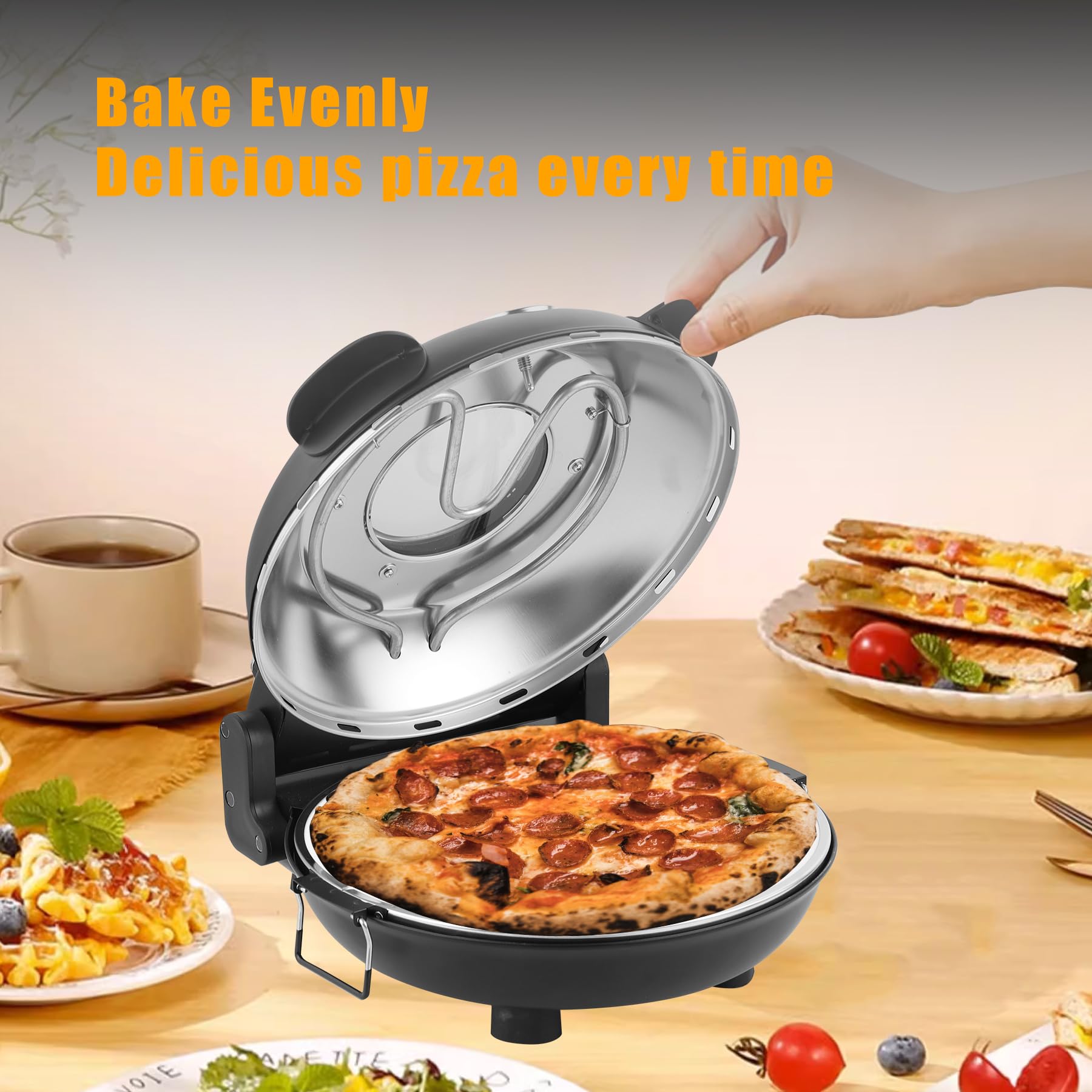 12 Inch Indoor Pizza Oven Countertop - Portable Pizza Maker for Home Kitchen | Perfect for Making Homemade Pizzas, Flatbreads & More