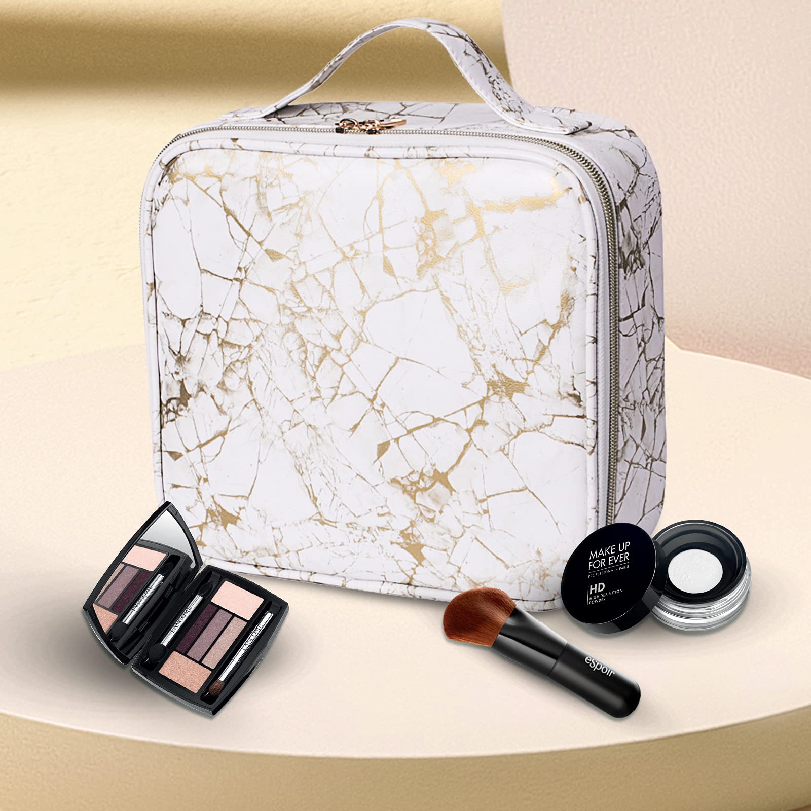 Professional Travel Makeup Train Case - Adjustable Cosmetic Organizer Bag for Women with Multiple Compartments | Perfect for Makeup Brushes, Toiletries, Jewelry & Digital Accessories Storage | Ideal for Travel, Home Use & Professional Makeup Artists