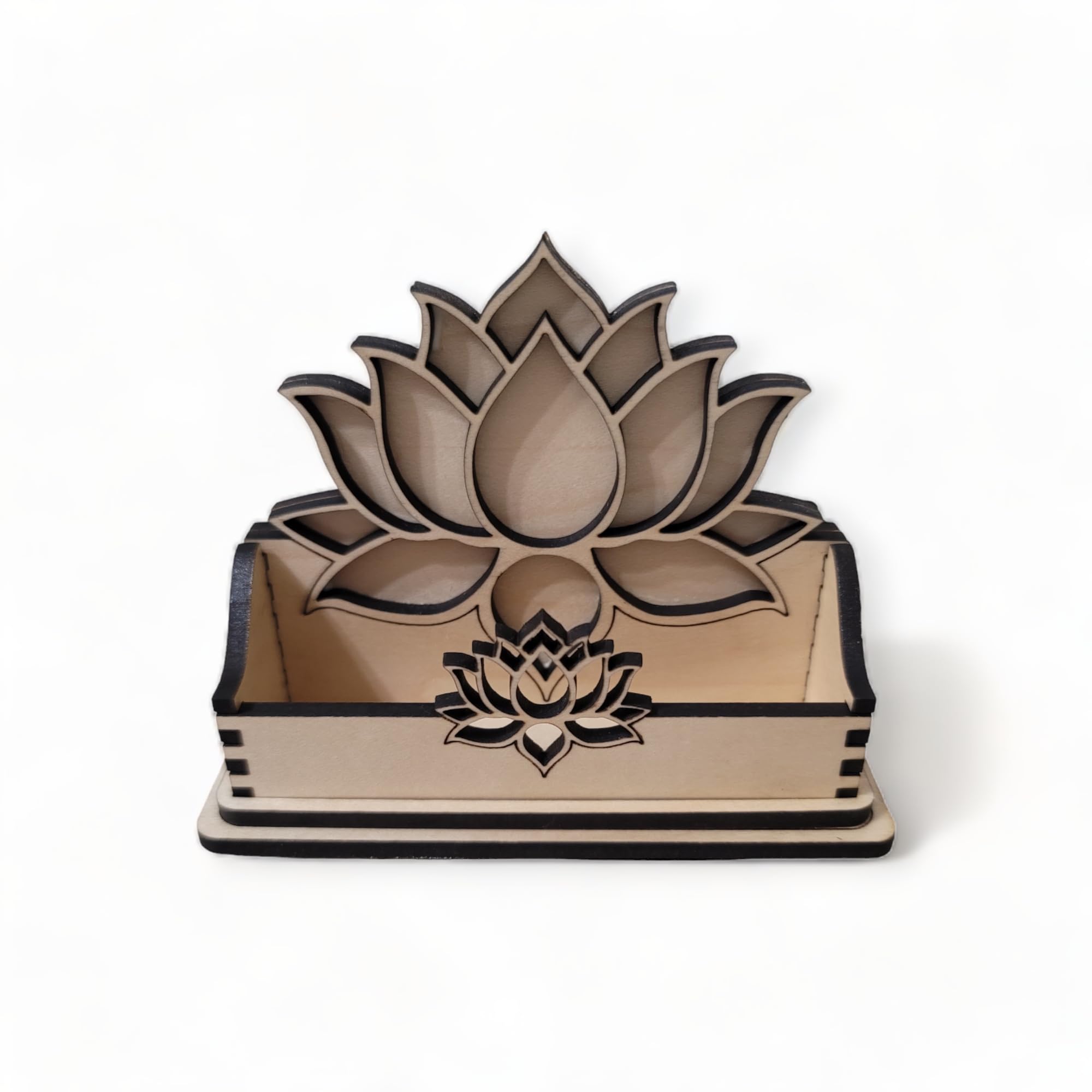 Premium Lotus Flower Wood Business Card Holder - Handcrafted Maple Wood Office Organizer - Unique USA Made Gift for Professionals - Perfect for Corporate Gifts, Desk Decor & Executive Accessories