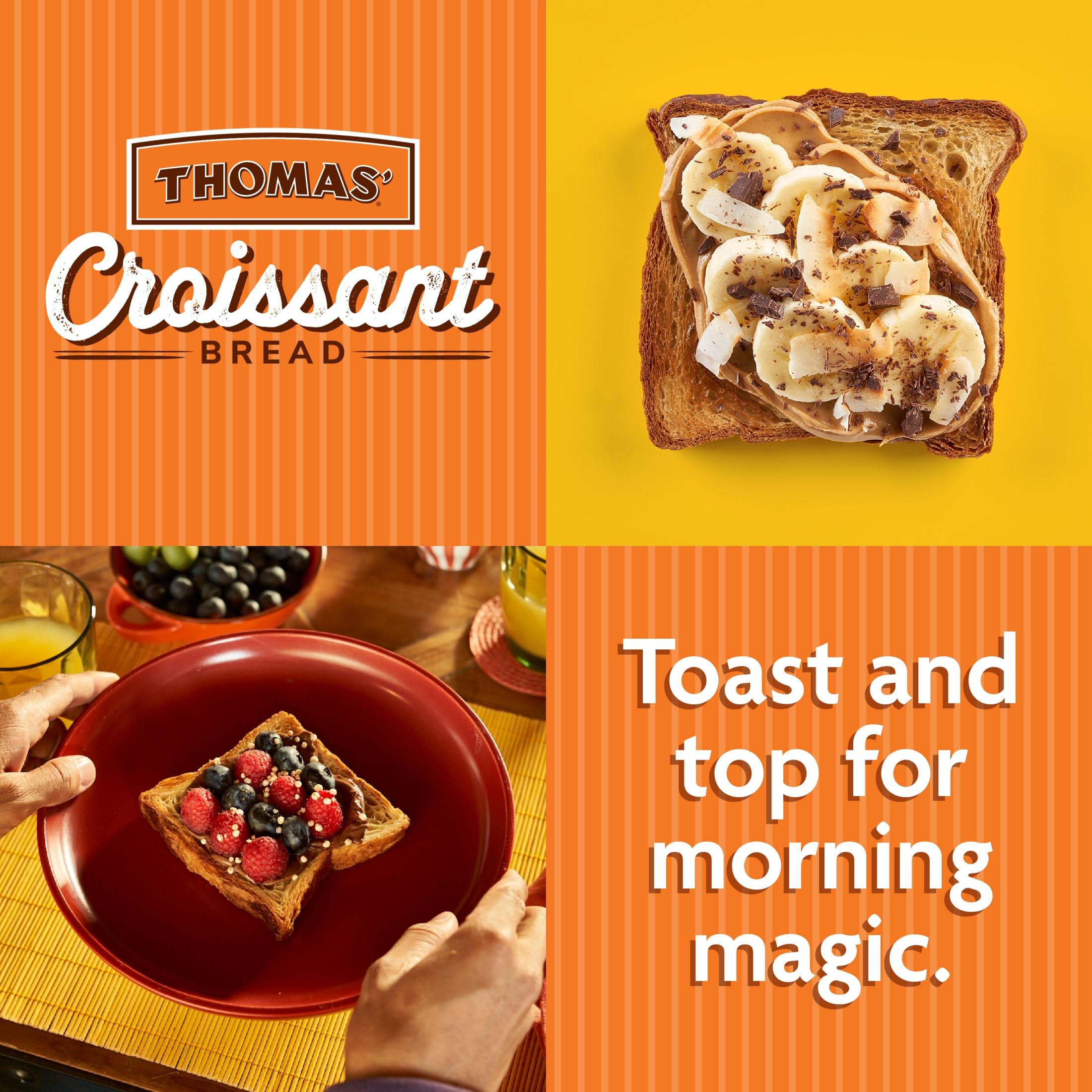 Thomas' Original Croissant Bread - 13.5 oz Pack | Buttery, Flaky Pastry for Breakfast, Brunch & Snacking | Perfect for Sandwiches & French Toast